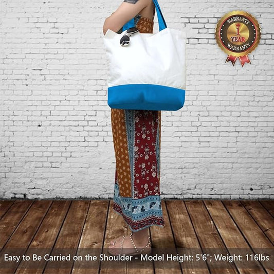 TOPDesign 1-Pack Super Strong Large 12oz Cotton Canvas Tote Bag, Reusable Grocery Shopping Cloth Bag, Fashionable Two-Tone Tote for Crafts, DIY Your Creative Designs
