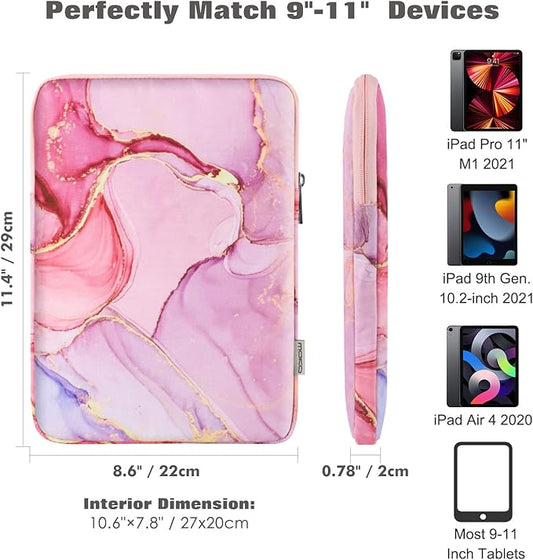 MoKo 9-11 Inch Tablet Sleeve Bag Carrying Case Fits iPad air 5 10.9" 2022,iPad Pro 11 M2 2022-2018,iPad 10th 10.9,iPad 9/8/7th Gen 10.2,iPad Air 4 10.9/Air 3 10.5,Tab S8/S9 11",Cloudy Pink