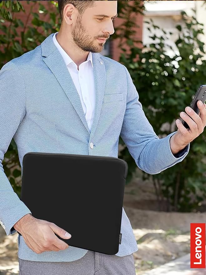 Lenovo Basic Laptop Sleeve 13 Inch Notebook/Tablet Compatible with MacBook Air/Pro Neoprene Material - Soft Fleece Lining - Zippered Top Opening - Black