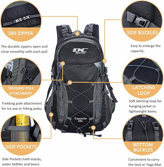 Diamond Candy Waterproof Hiking Backpack for Men and Women, Lightweight Day Pack for Travel Camping