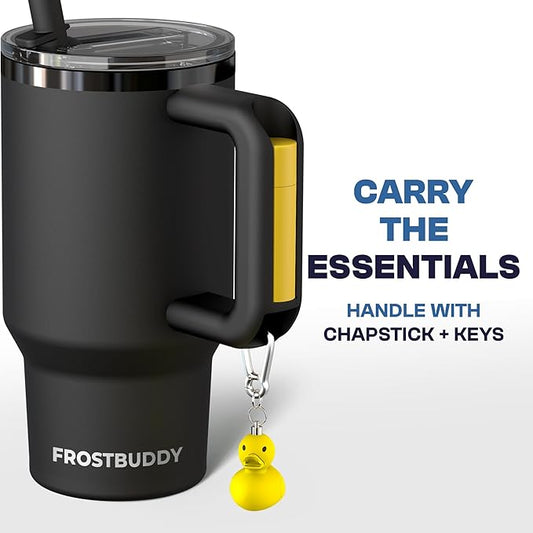 Frost Buddy Thicc Buddy - 16 oz Stainless Steel Vacuum Insulated Tumbler with Lid and Straw for Water - Travel Mug Cupholder Friendly - Gifts for Women Men Him Her (Dark Night)