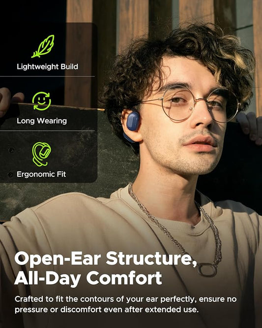 Power1 Open-Ear Headphones, Bluetooth 5.3 Wireless Earbuds with Earhook for Long-Lasting Comfort, Premium Sound with 16.2mm Driver, Dul Mic Clear Calls, 47H Playtime, Sweatproof for Workouts