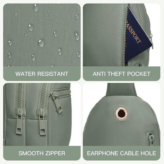 Quilted Puffer Crossbody Bags for Women Small Puffy Sling Bag Lightweight Cross Body Bubble Purse Shoulder Bag for Travel (Bean Green)