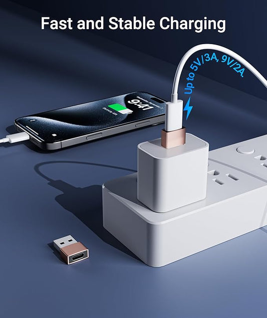 Syntech USB C Female to USB A Male Adapter 3 Pack, Type C Charger Cable Power Adapter Compatible with iPad Air 7, iPhone 17/16/15/14 Pro Max, Apple Watch Series 10/9, Samsung Galaxy S20 etc, Rose Gold