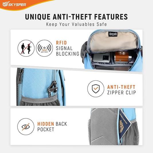 SKYSPER Sling Bag RFID Cross Body Bag Recycled Crossbody Backpack Travel Daypack