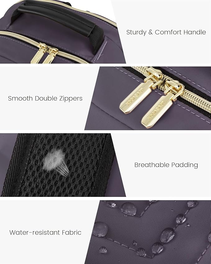 LOVEVOOK Laptop Backpack for Women, Large Capacity Travel Computer Work Bag with 17-inch Laptop Compartment, Business Nurse Backpack Purse, Hiking Outdoor Carry On Backpack, Purple Grey