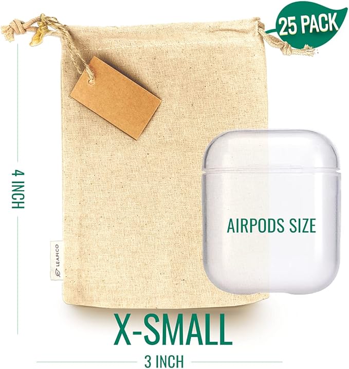 LEAFICO Reusable Cotton Bags - X-Small 3x4 25 Pack - Cloth Gift Bags with Drawstrings for Jewelry, Home Supplies, Makeup,DIY, Wedding, Party Favors - Muslin Fabric Pouches