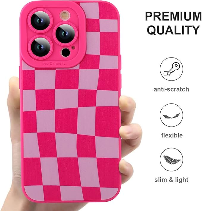 ZIYE for iPhone 15 Pro Case Hot Pink Flower Pattern Phone Case with Camera Protection,Soft TPU Silicone Rubber Protective Cover Floral Design Cases Compatible with iPhone 15 Pro 6.1 Inch