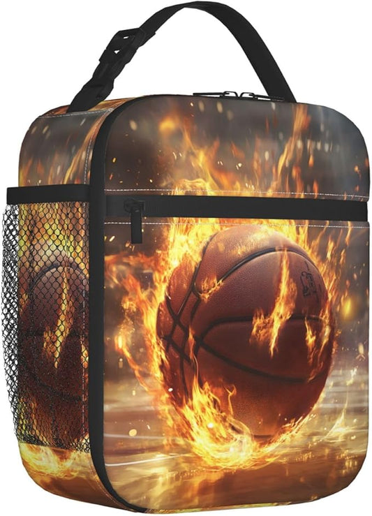 Basketball Lunch Box Insulated Lunch Bag for kids Girls Boys Women,Reusable Lunch Box Containers for Women Men,Durable Cooler Tote Bag Lunchbox for Office/School/Picnic