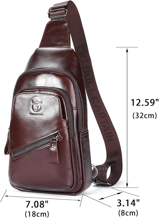 LUKZIJAES Genuine Leather Sling Bag for Men
