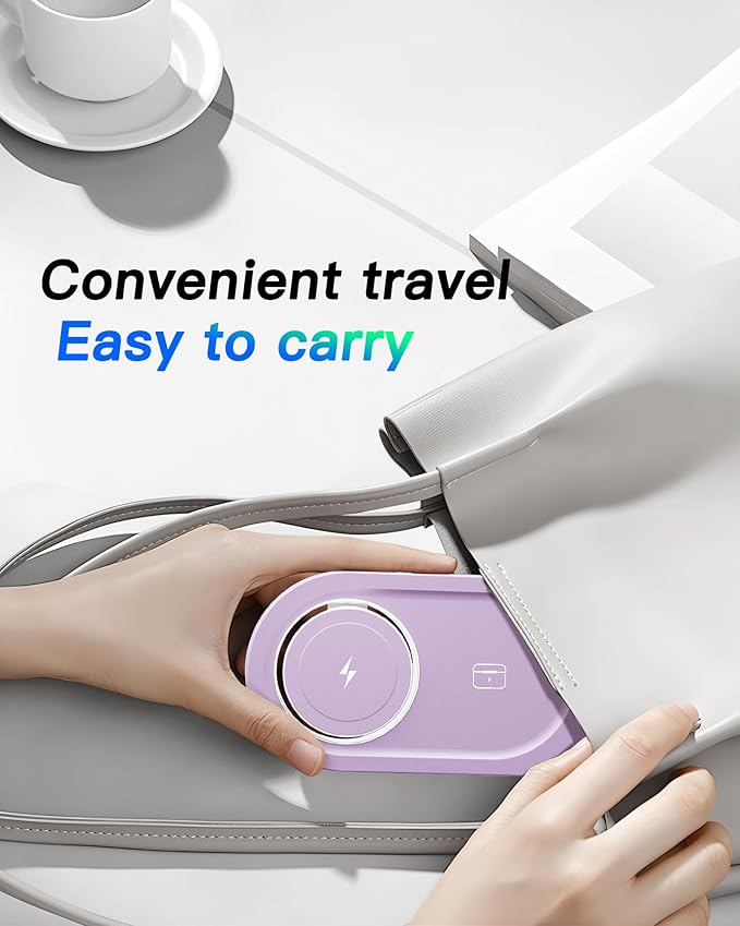Upgraded 3 in 1 Wireless Charging Station for Apple Devices, Faster Mag-Safe Charger Stand, Magnetic Charger Station for iPhone 16/15/14/13/12 Series & AirPods Pro & Apple Watch Series (Purple)