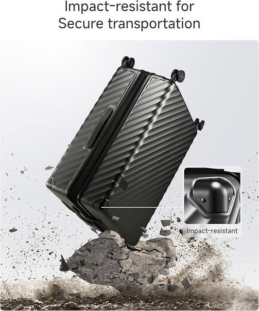 LUGGEX Luggage with Spinner Wheels, Polycarbonate Expandable Hard Shell Suitcase, 2 Piece Set, Charcoal Metallic