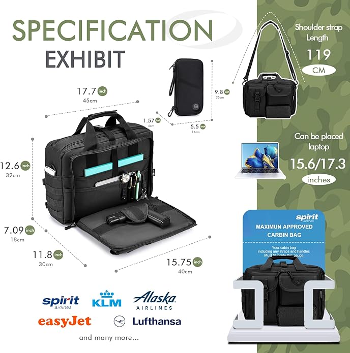 BAGZY Tactical Messenger Bag for Men Multifunctional Tactical Briefcase Men's Military Laptop Work Bag for Business Teacher