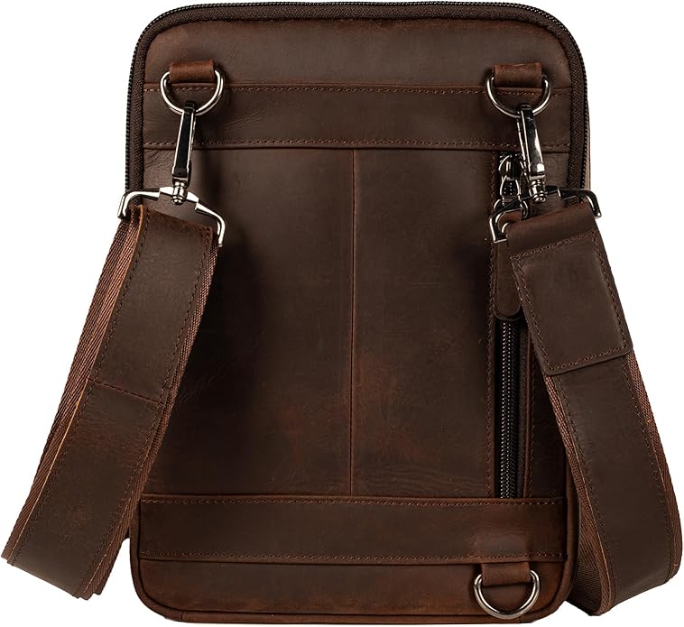 Leather Messenger Bag for Men, Small Leather Sling Shoulder Bag Messenger Pack for Men, Man Purse