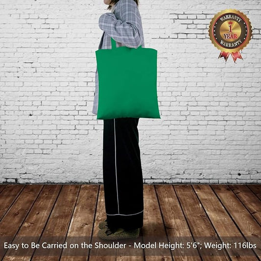 TOPDesign 24-Pack Economical 16"x15" Kelly Green Cotton Tote Bag, Lightweight Medium Reusable Grocery Shopping Cloth Bags, Suitable for DIY, Advertising, Promotion, Gift, Activity