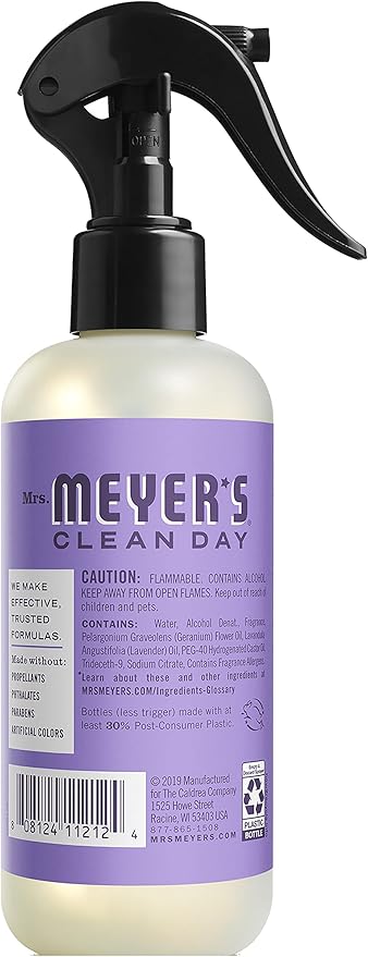 MRS. MEYER'S CLEAN DAY Room and Air Freshener Spray, Non-Aerosol Spray Bottle Infused with Essential Oils, Lilac, 8 fl. oz