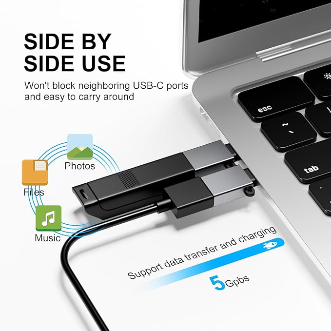 USB Type C Adapter 8 Pack,USB to USB C Adapter,USBC Type A Male Female OTG Converter Adaptor,Charger Cable Connector for iPhone 15 14 13,MacBook Pro,iPad,iMac,Grey