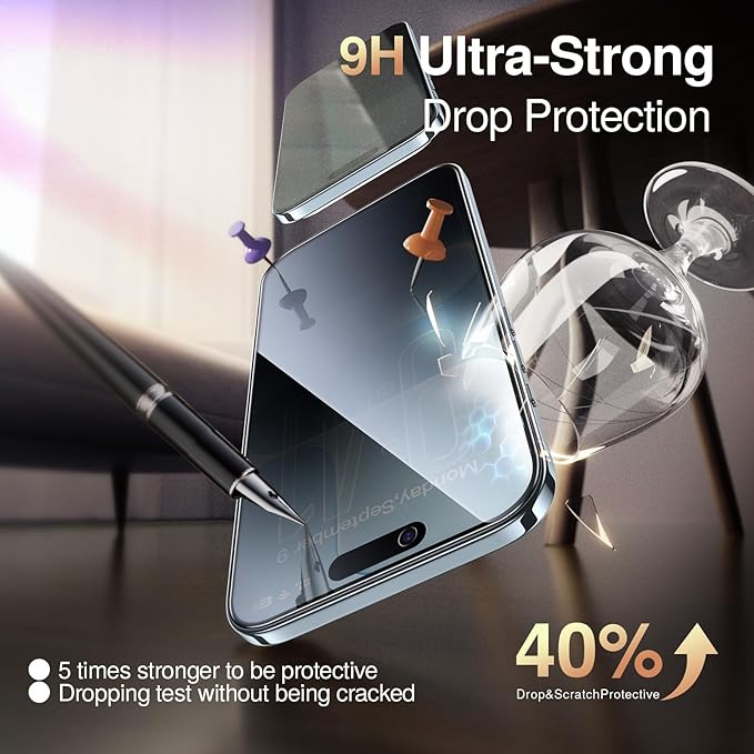 SMARTDEVIL 2 Pack for iPhone Air Privacy Screen Protector, Military Grade Shatterproof, 9H Hardness, Anti-Spy Tempered Glass, Fast & Easy Installation, Case Friendly