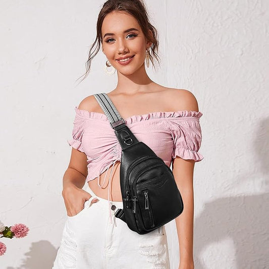 Womens Sling Bag Crossbody Bags for Women Vegan Leather Sling Backpack Daypack Fanny Pack Crossbody Purse Travel
