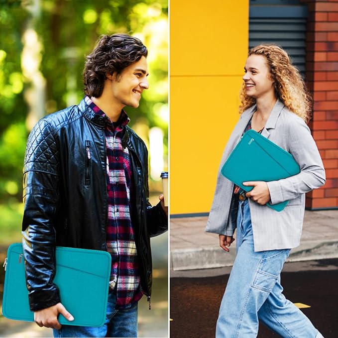 Laptop Sleeve Bag 15.6 inch, Durable Computer Carrying Bag Protective Case Briefcase Handbag with Front Pocket, Slim Laptop Case Cover for 15.6 Inch HP, Dell, Lenovo, Asus, Notebook, Light Blue