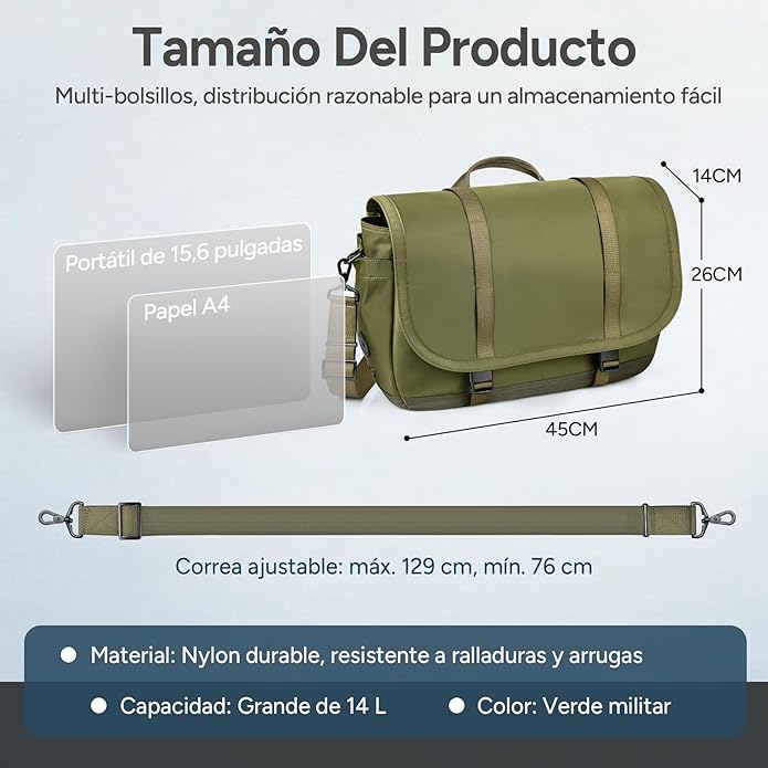 Expandable Messenger Bag Fit 16" Laptop for Men Women Work College Office Computer