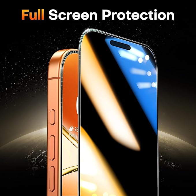 TOCOL Privacy Screen Protector for 17 Pro Max, 6.9 inch 9H Hardness Military Grade Shatterproof HD Tempered Glass for 17 ProMax Full Coverage Easy Installation 2 Pack