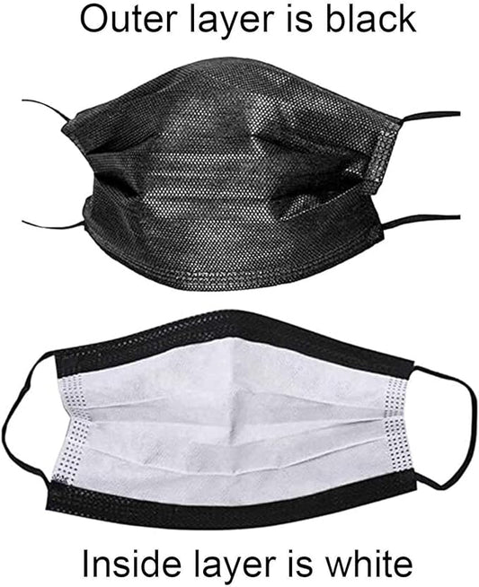 Wecolor 120 Pack Disposable Face Masks with Elastic Ear Loop, 3 Ply Breathable (Black)