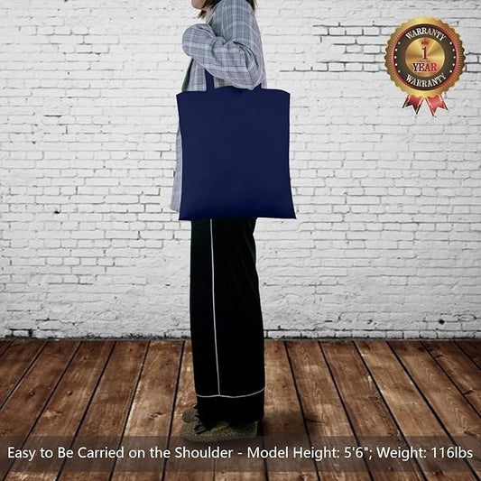 TOPDesign 12-Pack Economical 16"x15" Navy Blue Cotton Tote Bag, Lightweight Medium Reusable Grocery Shopping Cloth Bags, Suitable for DIY, Advertising, Promotion, Gift, Activity