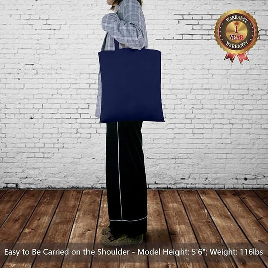 TOPDesign 24-Pack Economical 16"x15" Navy Blue Cotton Tote Bag, Lightweight Medium Reusable Grocery Shopping Cloth Bags, Suitable for DIY, Advertising, Promotion, Gift, Activity