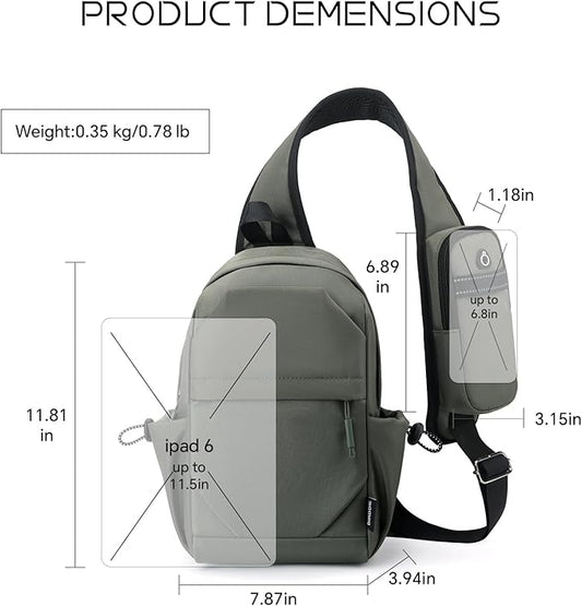 Crossbody Sling Bag Casual Shoulder Hiking Backpack with Convertible Shoulder Strap for Travel Hiking Shopping Leisure Sport