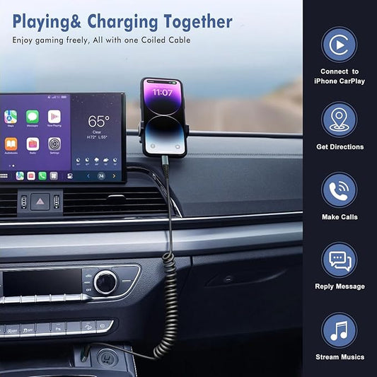 Heartbeats Coiled Lightning Cable 3FT 2 Pack MFi Certified Car iPhone Charger Cable,USB to Lightning Cable Compatible with iPhone 14/13/12/11 Pro Max/XS Max/XR/X/8/7/iPad