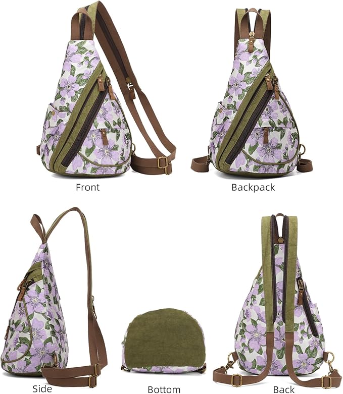 KL928 Canvas Sling Bag - Small Crossbody Backpack Shoulder Casual Daypack Rucksack for Men Women