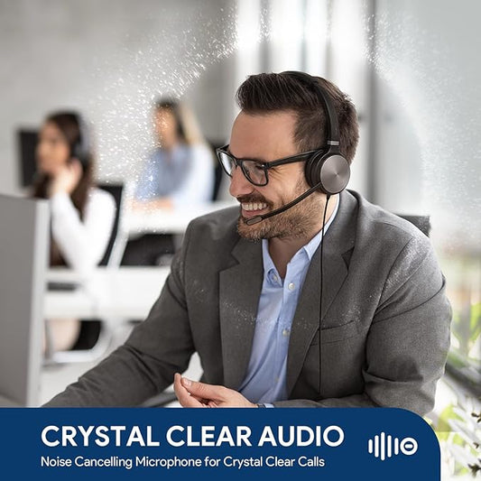 Yealink UH36 Professional USB Headset, Wired Headphones for Work Calls and Music, Headset with Noise Cancelling Mic for Computer PC Laptop(for Teams Certified, Mono,3.5mm Jack/USB Connection)