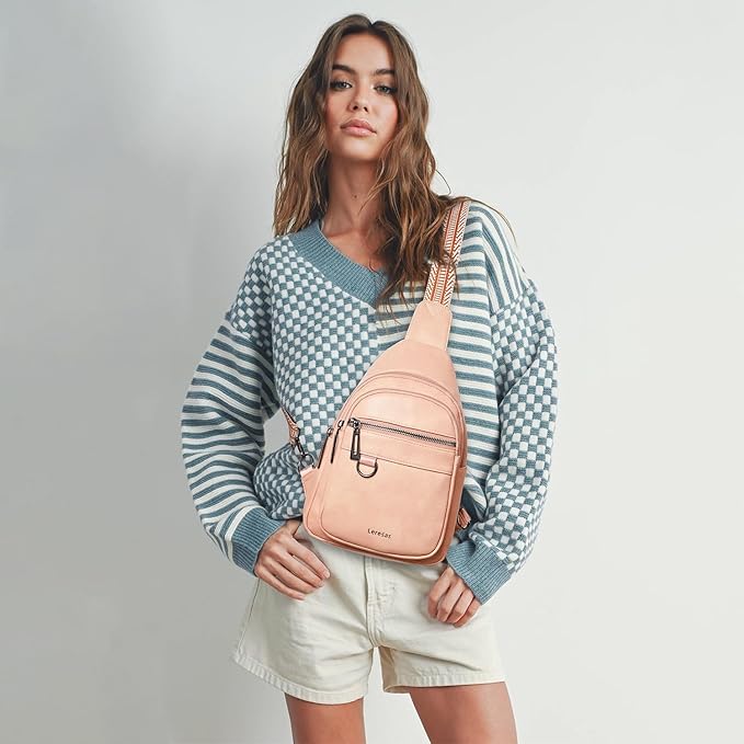 7L Sling Bag for Women Men Vegan Leather Crossbody Bags Fanny Pack Purse Backpack Over Shoulder Bag Travel Anti Theft