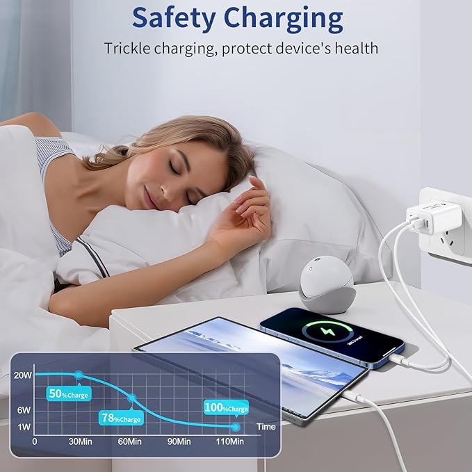 USB C Charger Block 40W, 2Pack 4-Port Type C Fast Charging Blocks PD USBC Plug Adapter + QC USB Wall Charger Cube Multiport Brick Compatible with iPhone 16 15 14 13 12 11 Pro Max XS, Samsung