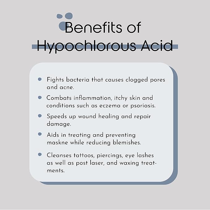 Hypochlorous Acid Face and Skin Spray - HOCL- Safe for use on Acne Prone Skin - Eczema - Dry Scalp - Post Procedure -Toner - Eye Lash Cleanser - Face and Hand Cleanser (Small 2 oz.)