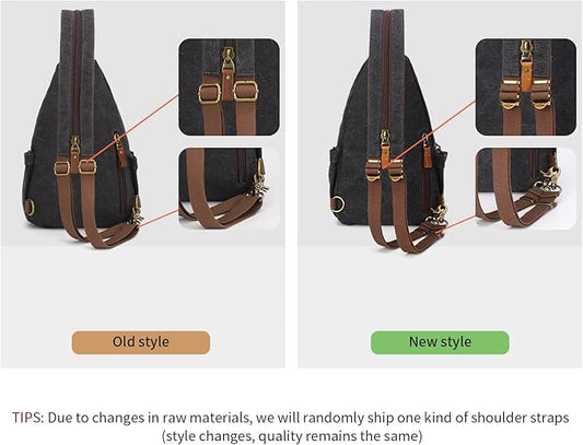 KouLi Buir Canvas Sling bag,Small Crossbody Backpack,Convertible Chest Bag Casual Daypack For Outdoor Cycling Hiking Travel