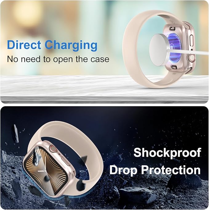 3 in 1 Waterproof Case for Apple Watch Screen Protector 44mm Series 4/5/6/SE/SE2/SE3(2025),with Tempered Glass 360° Protective Front and Back PC Bumper Cover Compatible iWatch 44mm