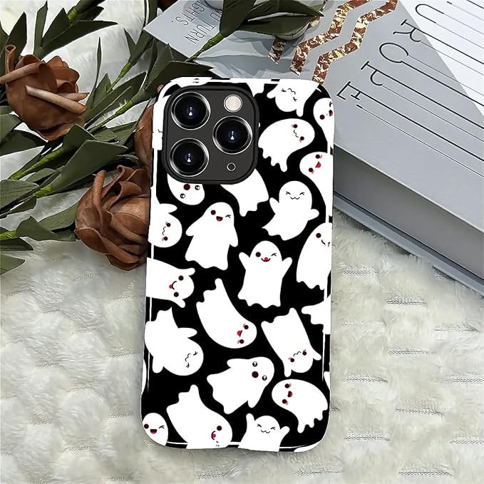 Case for iPhone 11 Pro Case,Halloween Ghosts Bats Design - Hybrid Dual Protection Silicone + Hard PC Shockproof Full Body Cover Slim Anti-Scratch Protective Case for Men Women