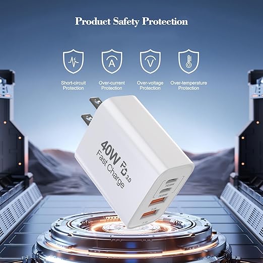 40W iPhone 16 15 Charger Block Fast Charging, 2-Pack USB C Wall Charger, 4-Port Fast USB Wall Adapter PD+QC Multiport Block Cube for iPhone 16/16 Pro/15/14/13/12/11/Pro Max/XS/XR, iPad 12.9