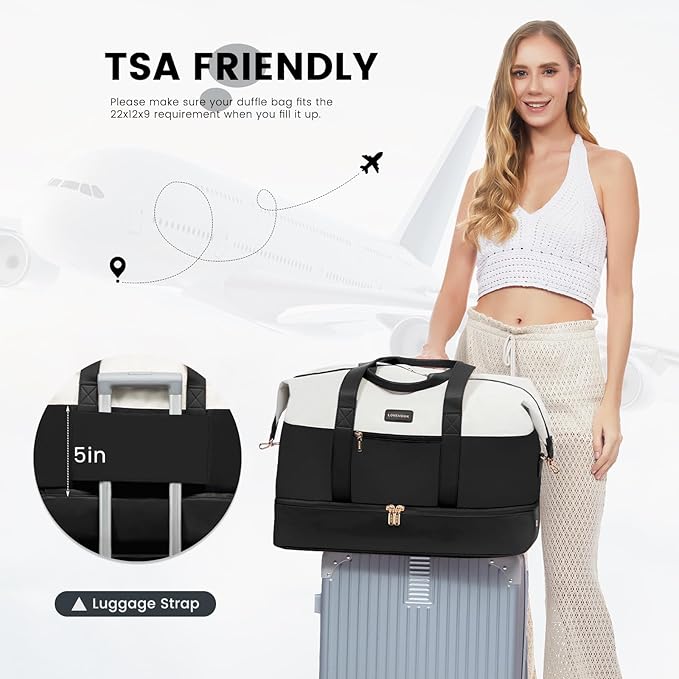 LOVEVOOK Weekender Bag, Large Travel Duffel Bag for Women with 2 Packing Cubes, Carry on Overnight Bag with Shoe Compartment, Mom Hospital Bags for Labor and Delivery