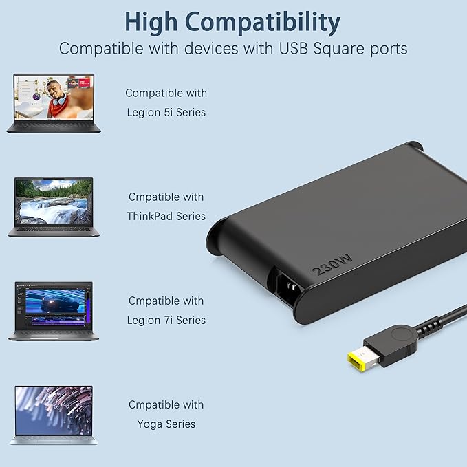 230W AC Adapter for L-enovo Legion 5 Charger, Compatible L-enovo with Legion 7 5P C7 S7 Y720 Y730 Y540 Y530 Y520 Y900 Y910 Y920,L-enovo Yoga 460 A940 Laptop Power Supply