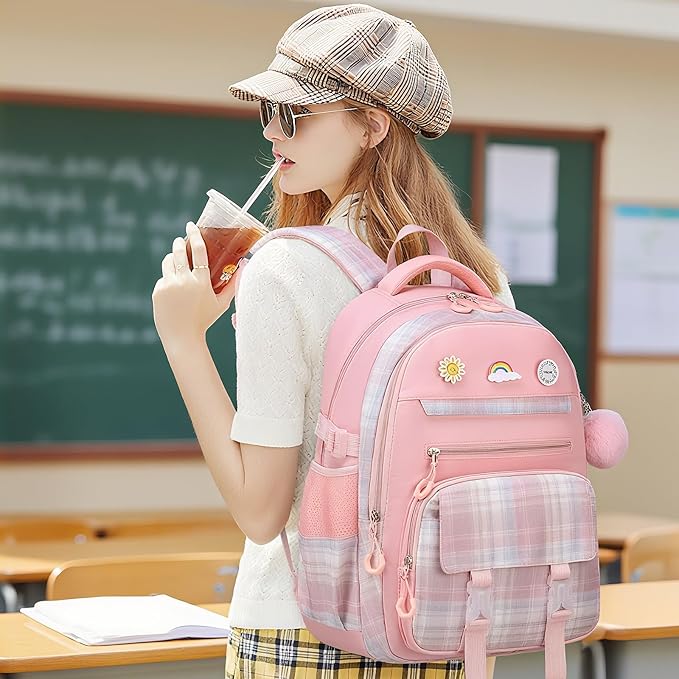 MOMUVO Girls Backpack with Lunch Box, Kids Backpack with Lunch Box, School Bags for Girls Kindergarten Elementary Preschool Middle School