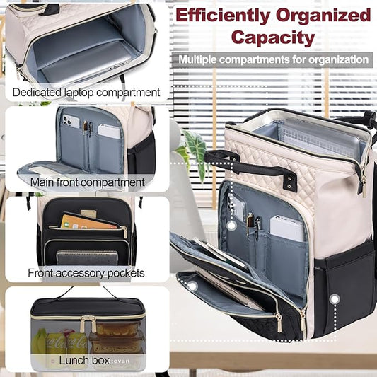 Lunch Backpack for Women, 15.6 inch Laptop Backpacks for Womens, Work Backpacks with Lunchbox,Insulated Back pack Cooler,Teacher Nurse Travel Backpack for Women