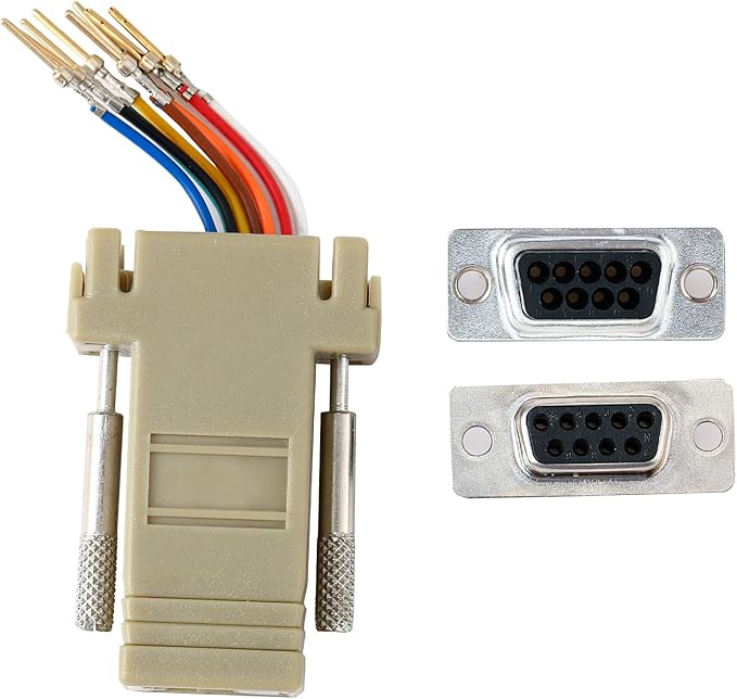 10PCS DB9 Female Ethernet Adapter, 9 Pin Serial Port Female to RJ45 Ethernet LAN Extend Modular Converter, F/F