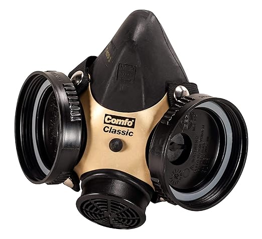 MSA 808076 Comfo Classic Series Half-Mask Respirator - Size: Large, Harness Style: SoftFeel Hycar, Twin-Port, Reusable Gas Mask, MSA Comfo Cartridge Compatible