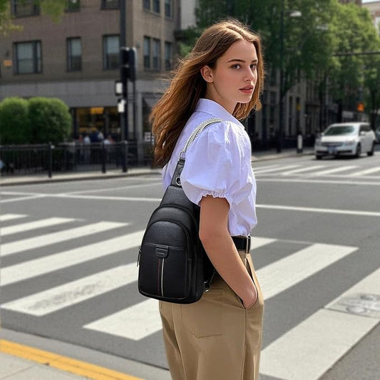 Womens Sling Bag Crossbody Bags for Women Vegan Leather Sling Backpack Daypack Fanny Pack Crossbody Purse Travel