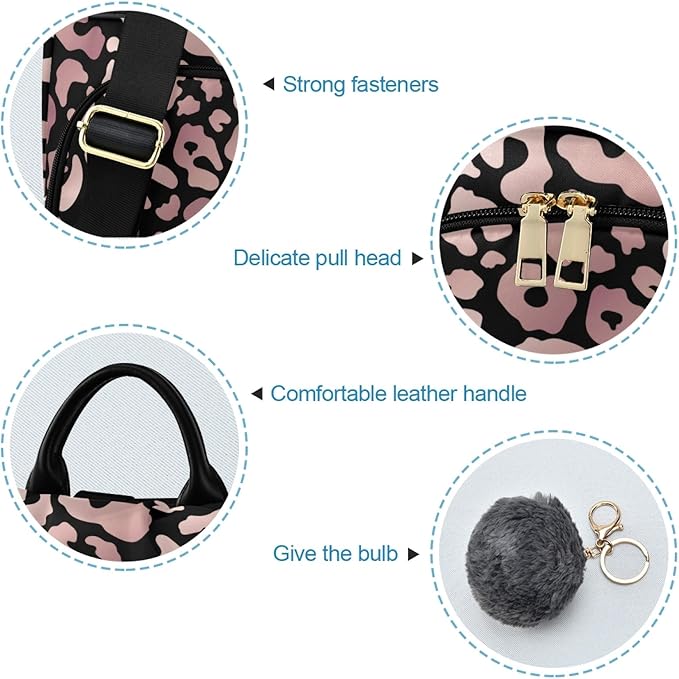 ALAZA Rose Gold Leopard Print Pink Cheetah Animal Backpack Purse for Women Anti Theft Fashion Back Pack Shoulder Bag