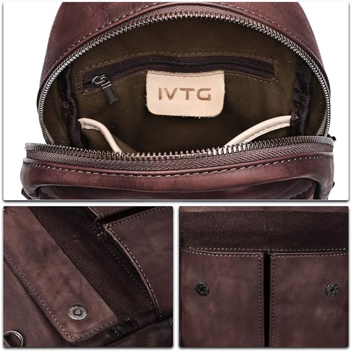 Genuine Leather Sling Bag for Men and Women Vintage Handmade Sling Backpack Shoulder Purse Crossbody Chest Bag