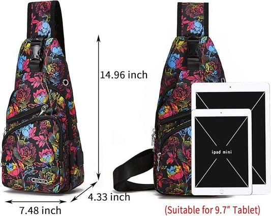 Seoky Rop Men Women Sling Backpack Anti Theft Crossbody Shoulder Chest Bag with USB Charging Port